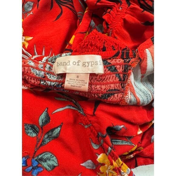 Band of Gypsies Red Tropical Floral Tie Back Mini Dress Size Small Vacation - Picture 6 of 6